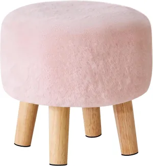 YMYNY Ottoman, Modern Footrest with Soft Padded Seat, Foot Stool with Wood Legs, Small Round Accent Small Table for Living Room Bedroom Office 12.6" D×12.6" W×12.6" H Pink UHBD035P