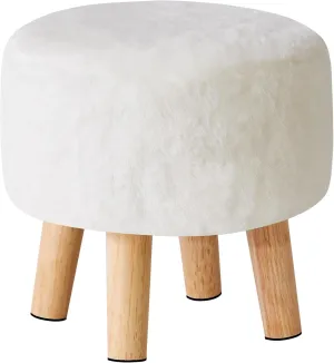 YMYNY Ottoman, Modern Footrest with Soft Padded Seat, Foot Stool with Wood Legs, Small Round Accent Small Table for Living Room Bedroom Office 12.6" D×12.6" W×12.6" H White UHBD035W