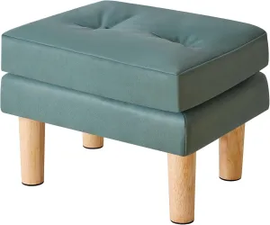 YMYNY Small Footstool Ottoman, Faux Leather Footrest with Sponge Padded Seat, Step Stool, Removable Soft Sofa Stool, Velcro Design, Modern Change Shoes Stool 16.34"D × 12.4"W×12.6"H Green UHBD041GR