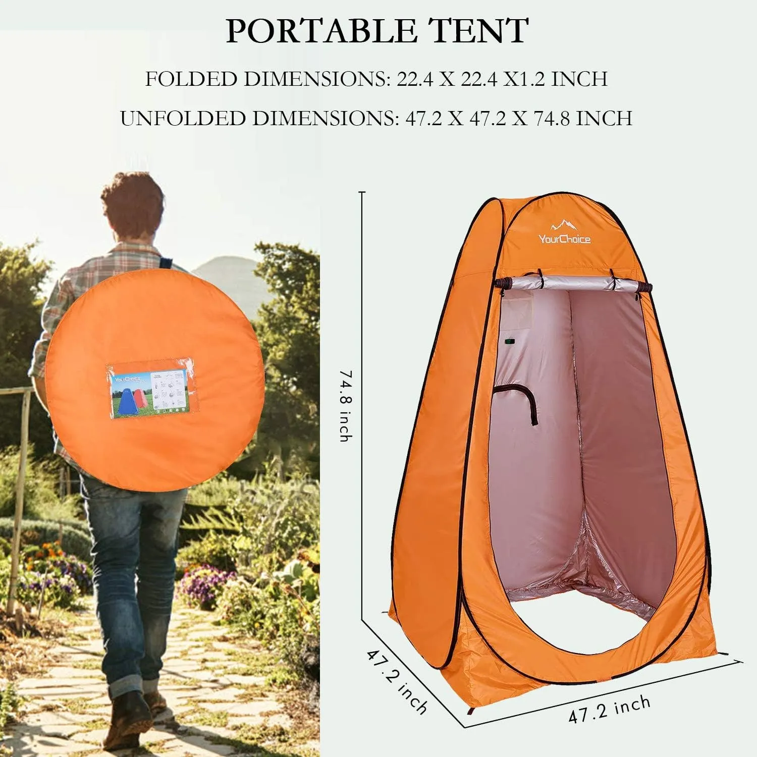 Your Choice Pop Up Privacy Shower Tent - Portable Changing Tent for Camping, Beach & Hiking - 6.2FT Lightweight with Carry Bag, Quick Setup & Full Coverage