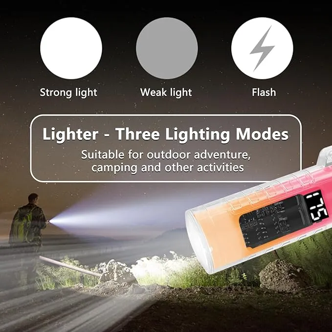 YOZWOO Electric Lighter USB Lighter Rechargeable Dual Arc Plasma Lighter Waterproof Cool Lighter Gradient Lighter with LED Three Light Effects for Outdoor Camping, Hiking, BBQ(Pink Orange)