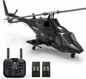 YUXIANG F02S 1:12 Scale 8CH GPS RC Helicopter – RTF Air-Wolf Replica with Dual Brushless Motors, Telemetry Transmitter, Optical Flow, Metal Servo, for Advanced Hobbyists—2 Batteries
