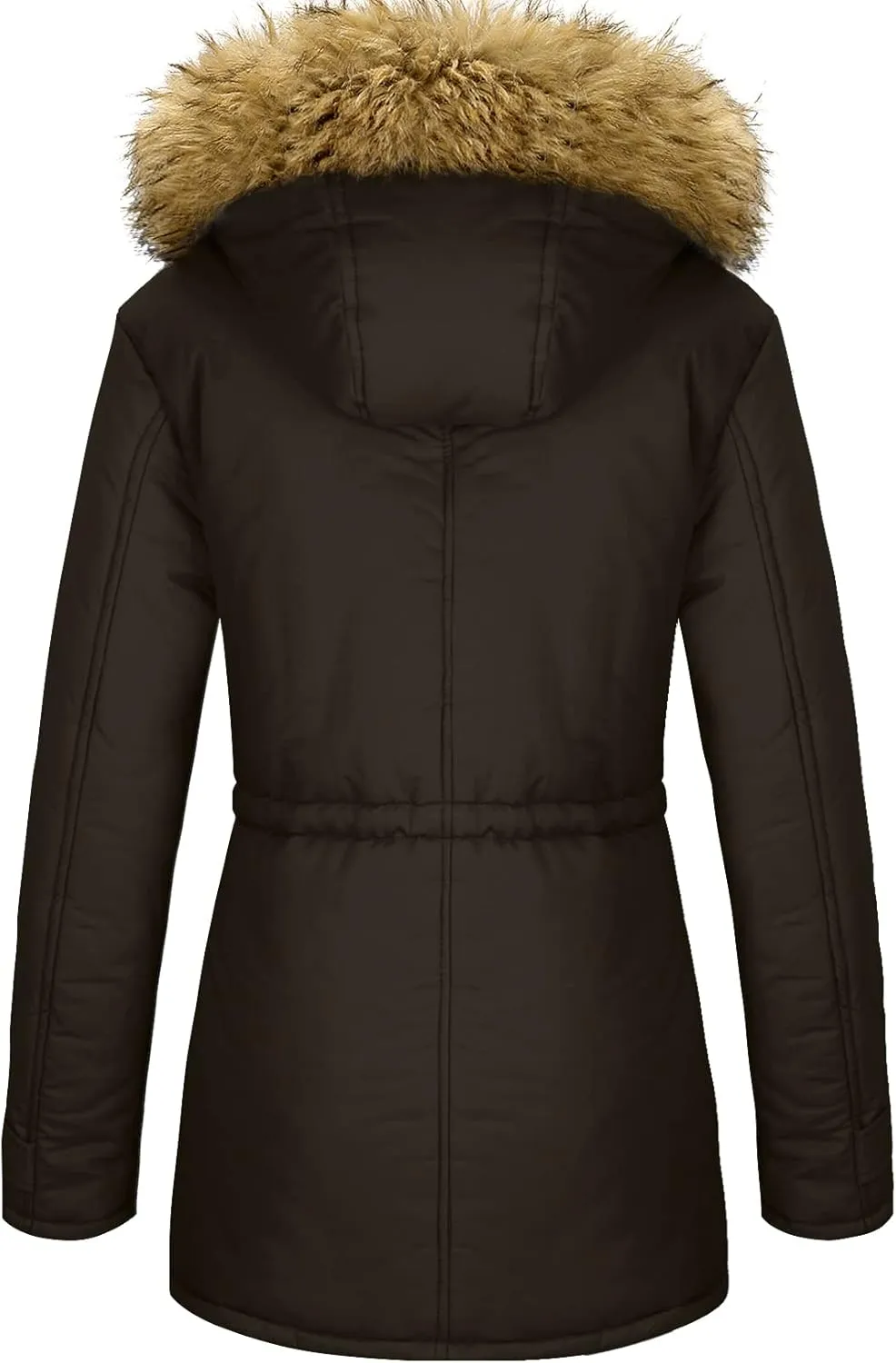 YXP Women's Winter Thicken Military Parka Jacket Warm Fleece Cotton Coat with Fur Hood