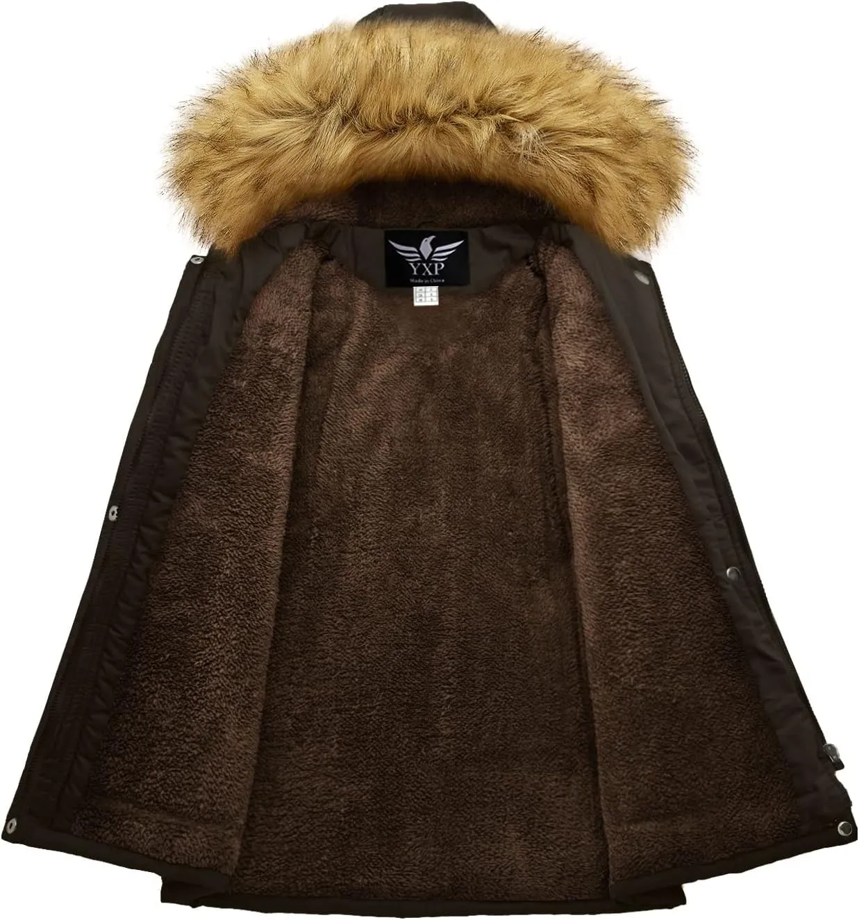 YXP Women's Winter Thicken Military Parka Jacket Warm Fleece Cotton Coat with Fur Hood