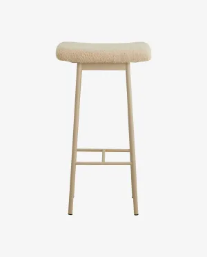 Zala bar stool with imitation lambskin - beige
