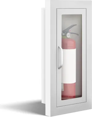Zonon Semi Recessed Fire Extinguisher Cabinet Industrial Architectural Wall Cabinet, Door with Handle Version for 10 Pound Dry Chemical Fire Extinguisher